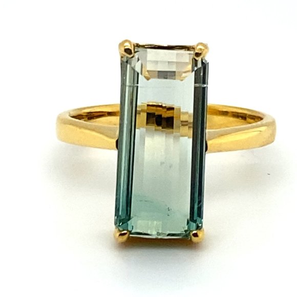 Bi Color Tourmaline 5.28ct Solid 14K Yellow Gold Ring - Picture 3 of 6